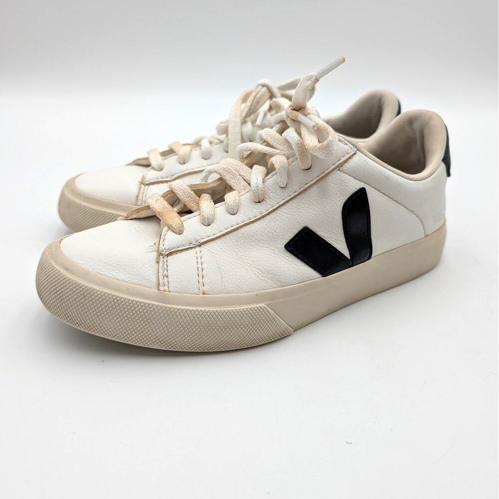 VEJA Campo Chrome Free Sneaker Shoes V-Logo Women's White Leather Size US6 EU37
